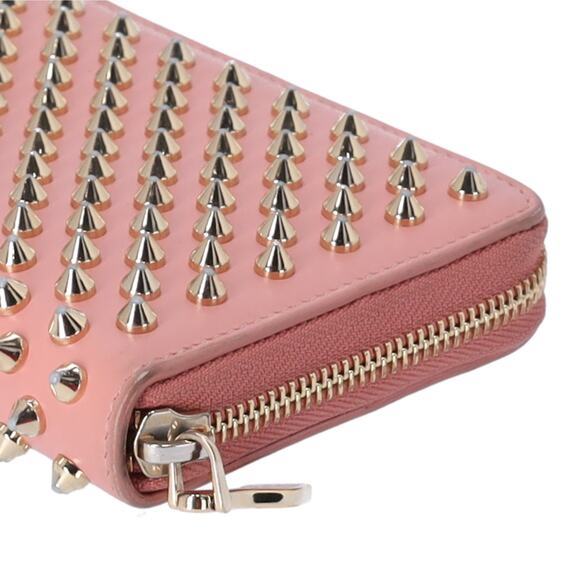 Christian Louboutin Panettone Long Wallet Light Pink Gold Studded Leather - Picture 6 of 7